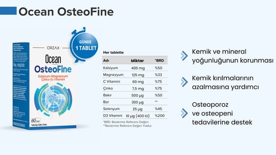 Orzax Ocean OsteoFine Takviye Edici Gıda 60 Tablet Fiyatı | Eczasepeti